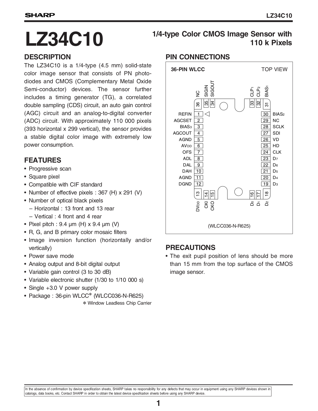 Sharp LZ34C10 Datasheet