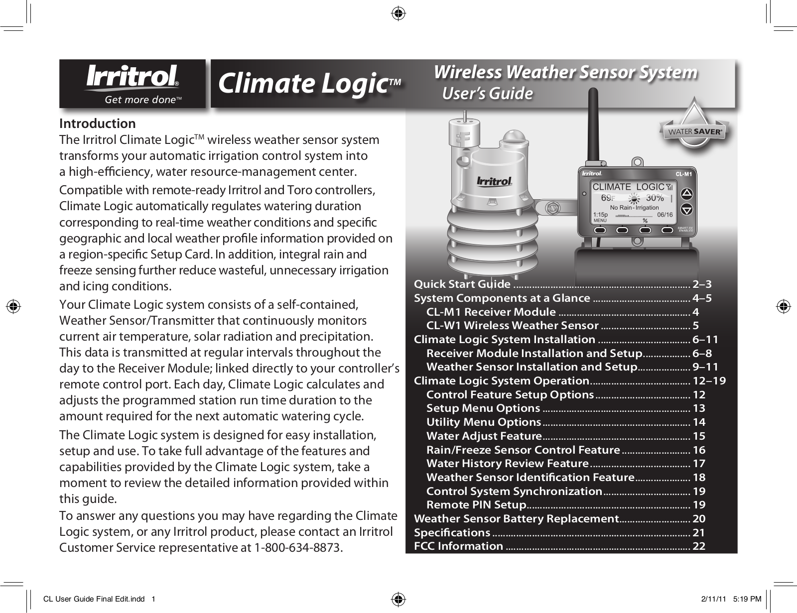 Irritrol Climate Logic User Manual