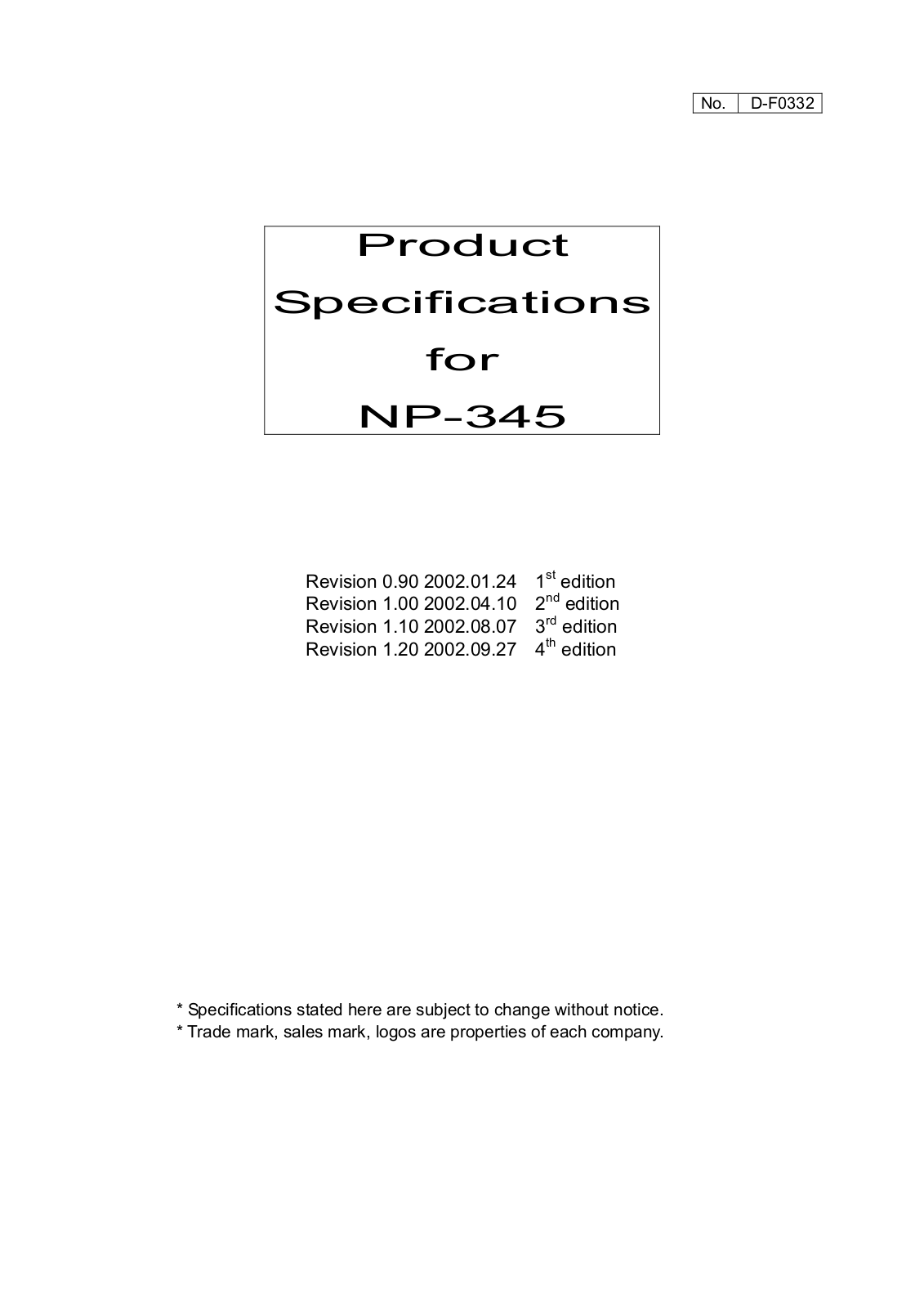 Star Micronics NP-345 Specification