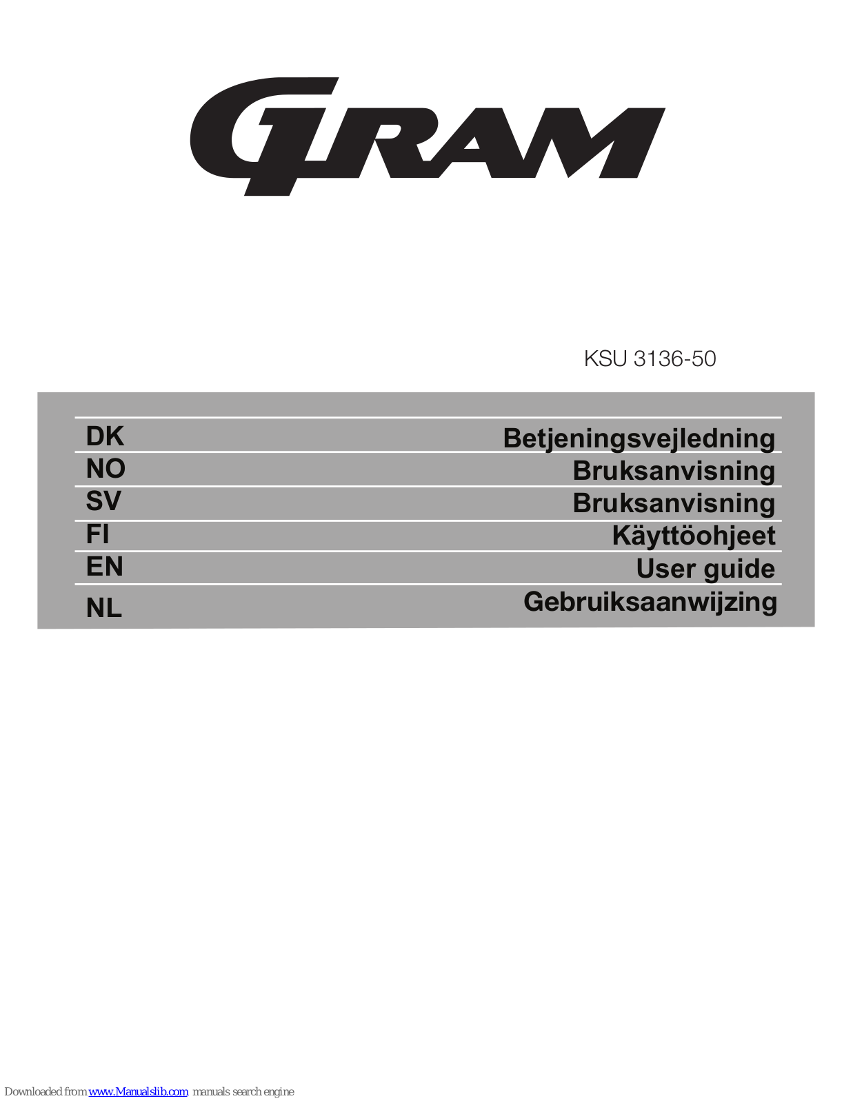 Gram KSU 3136-50 User Manual