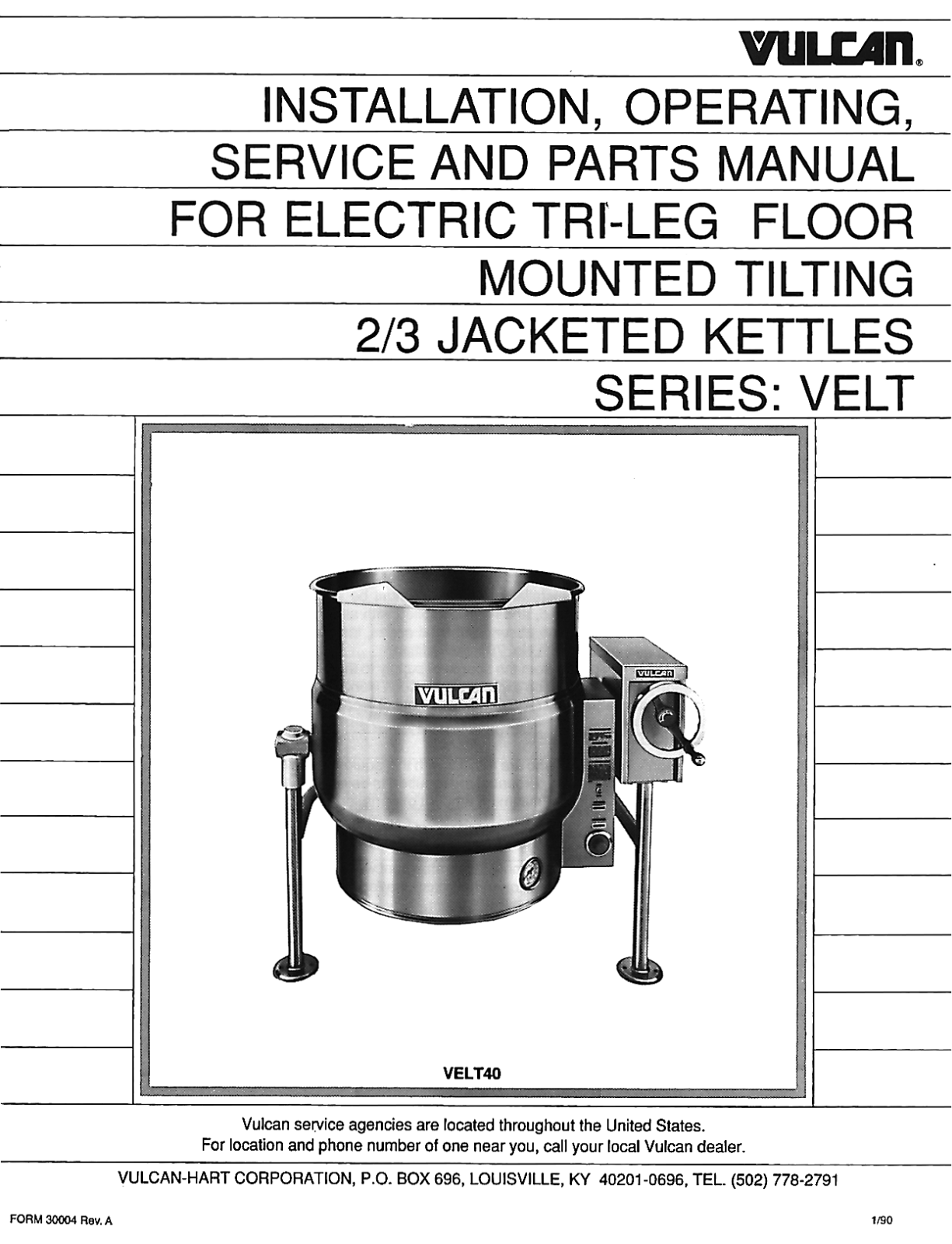 Vulcan-Hart VELT40 User Manual