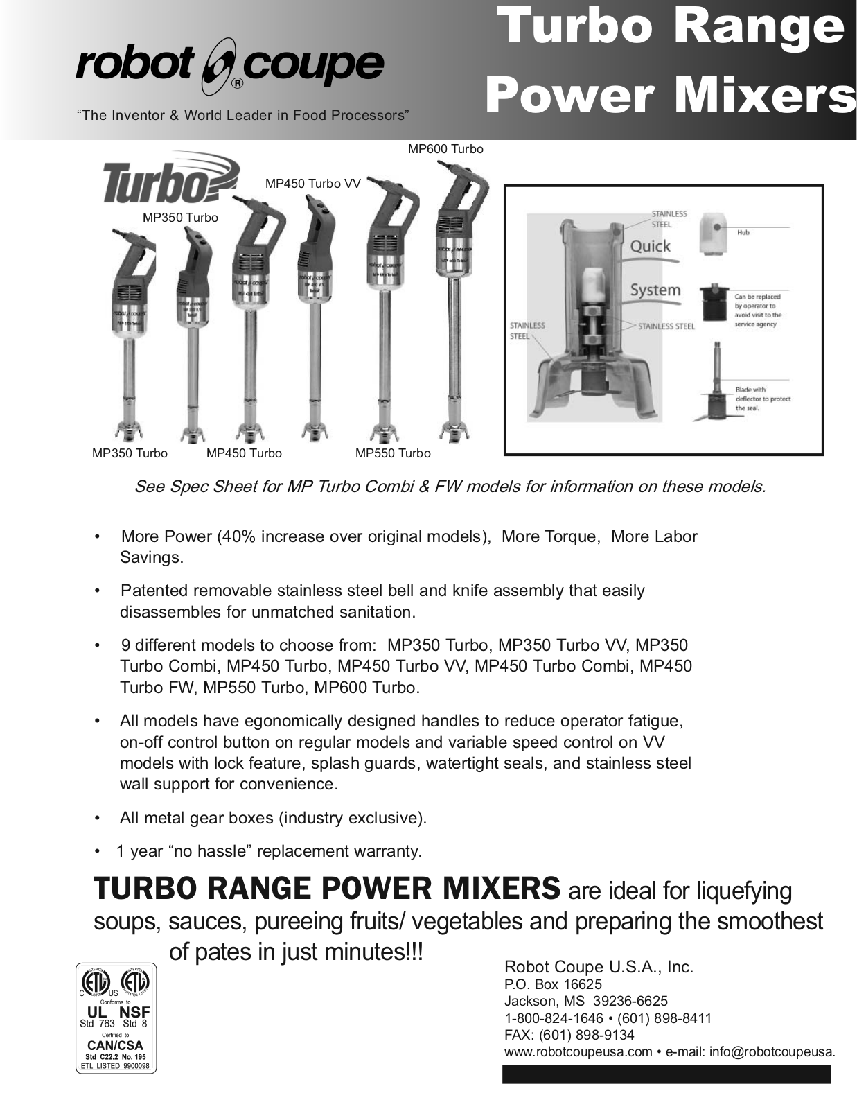 Robot Coupe MP350 Turbo VV, MP450 Turbo VV, MP550 Turbo, MP600 Turbo User Manual