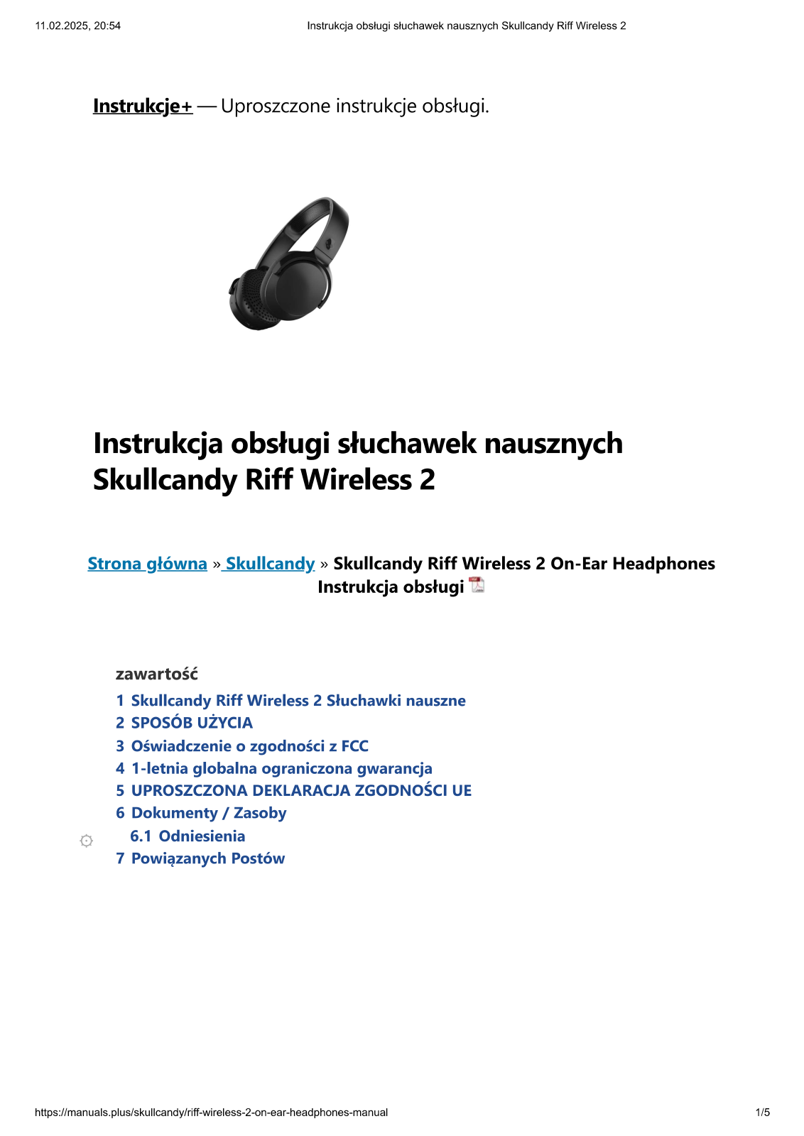 SKULLCANDY Riff 2 User guide - ManualMachine.com