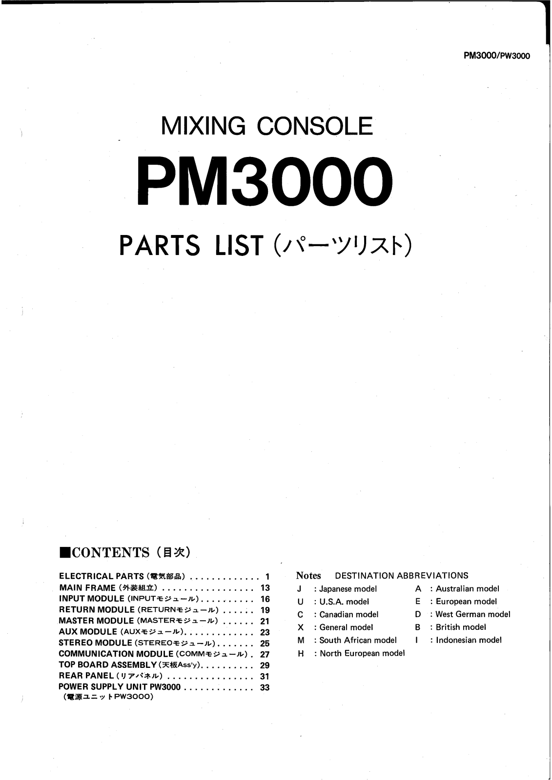 Yamaha pm3000, pw3000 Parts