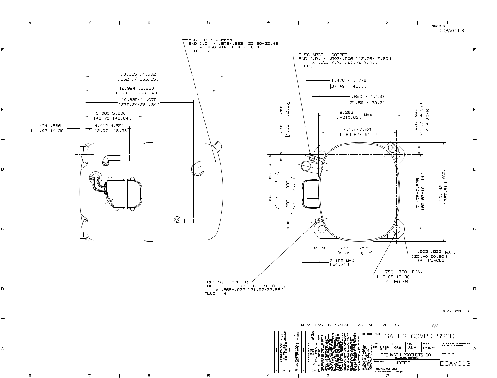 Tecumseh AVA2512ZXG, AVA5538EXG, AVA5542EXG, AVA5546EXG, AVA5555EXG Drawing Data