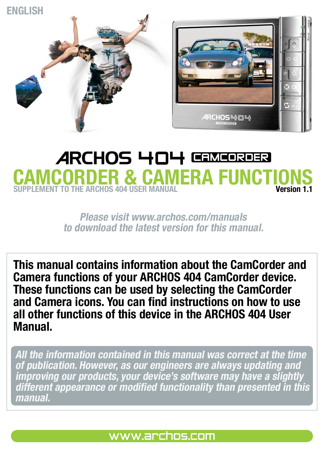 Archos 404 CAMCORDER User Manual