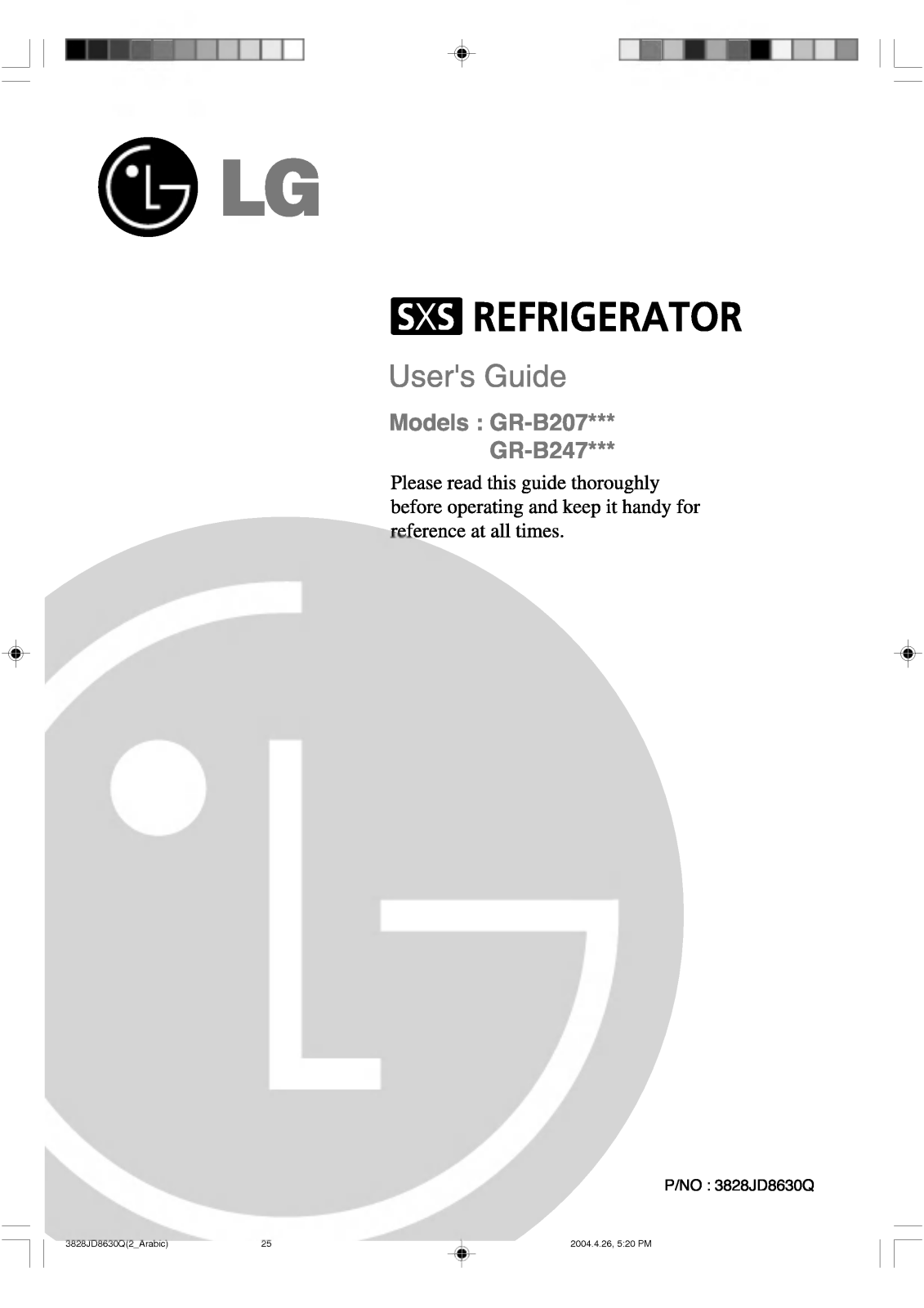 LG GR-B247GBZ Owner's Manual