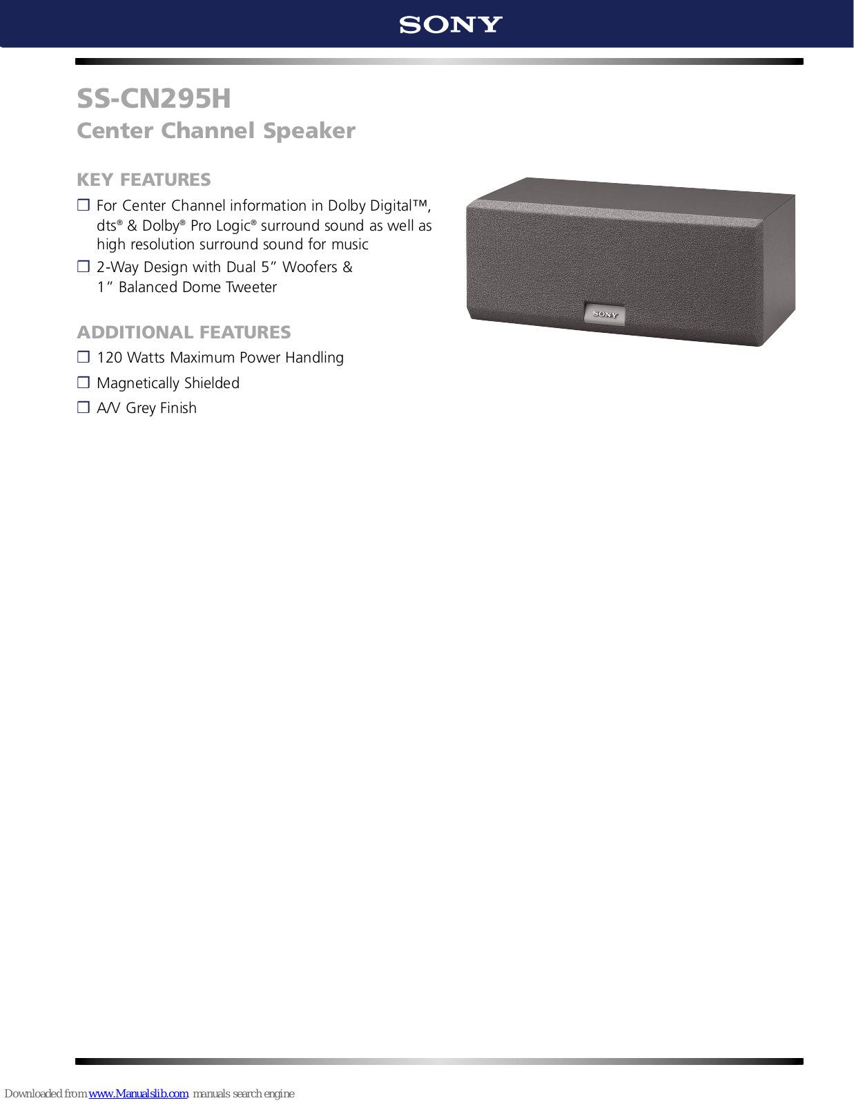 Sony SS-CN295H Marketing Datasheet