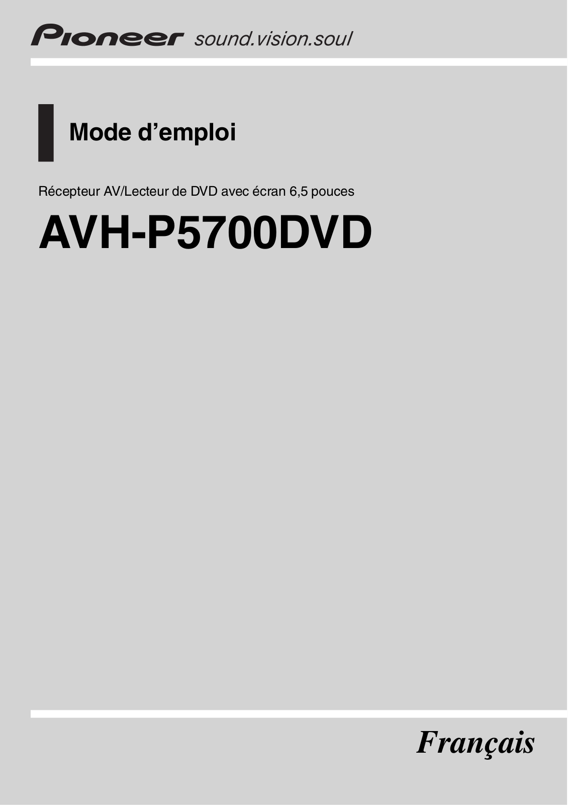 Pioneer AVHP5700DVD User Manual