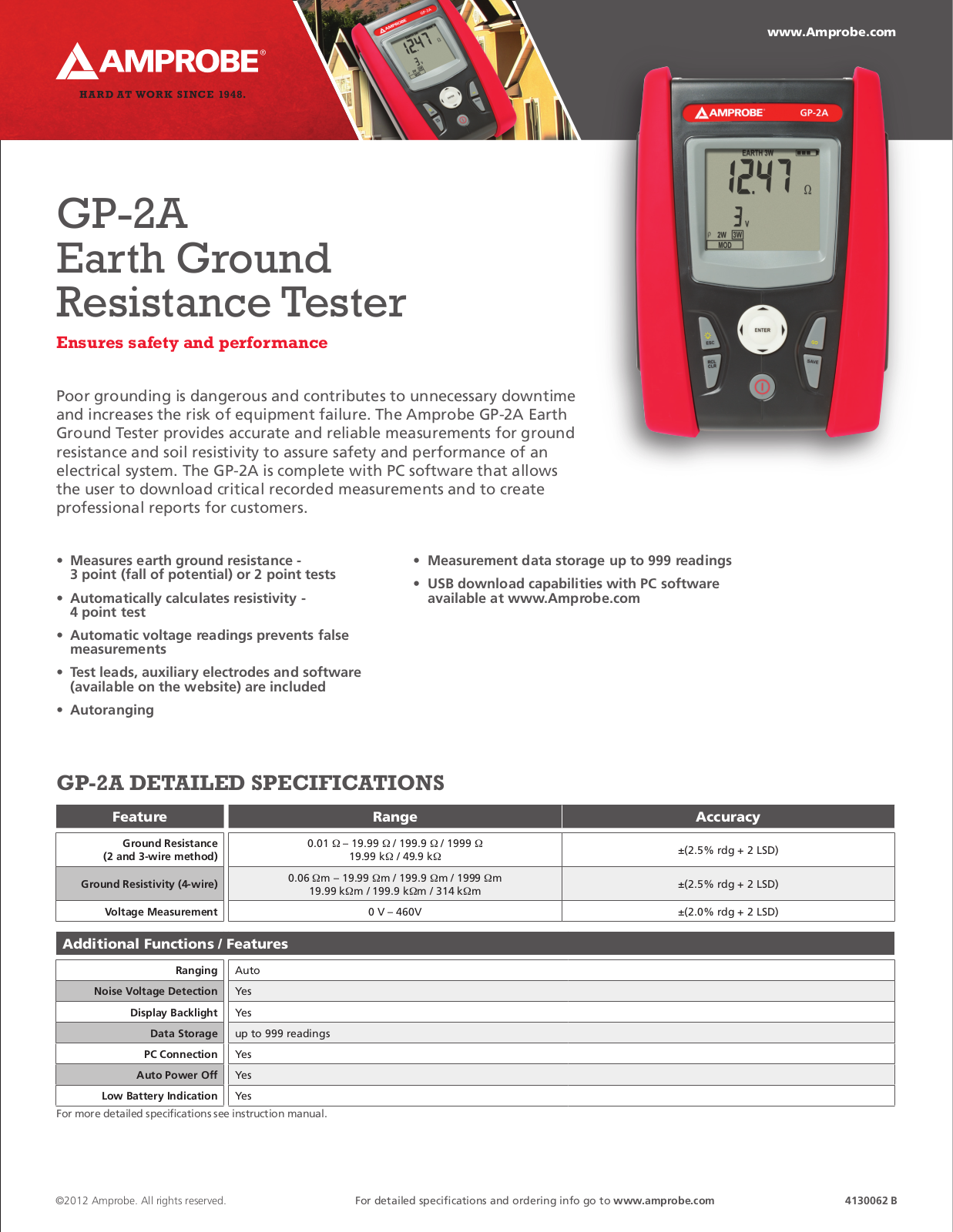 Amprobe GP-2A Specifications