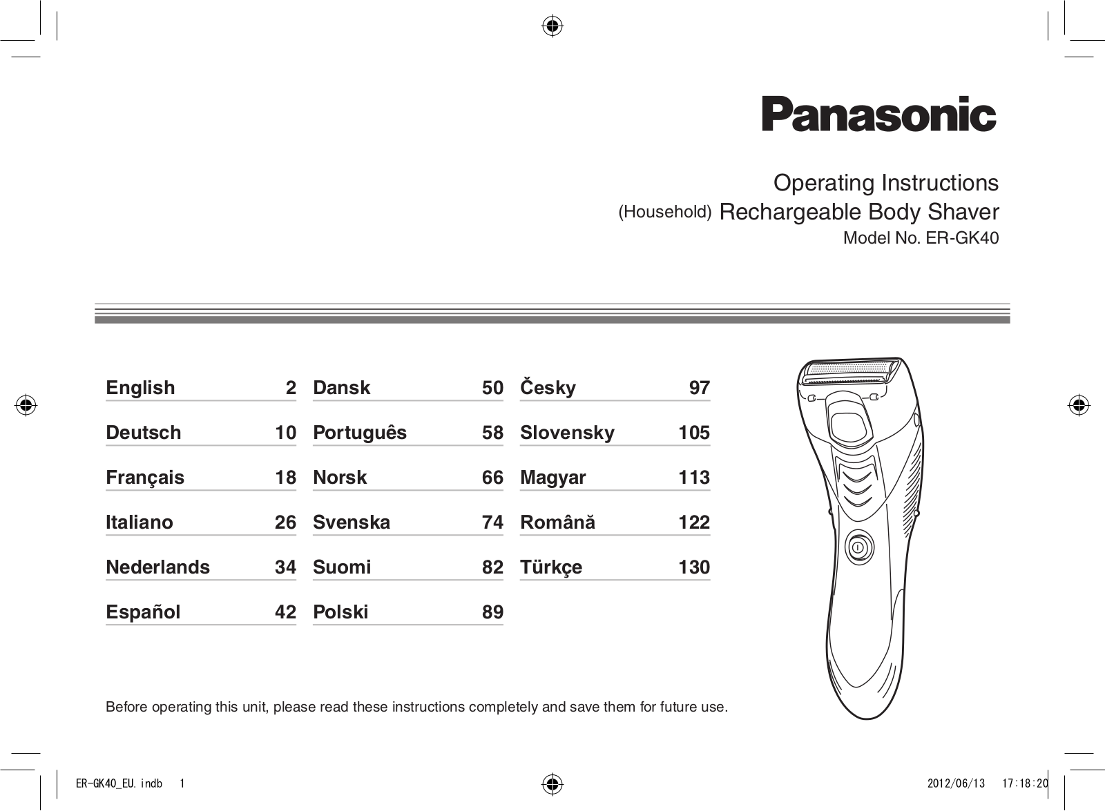 Panasonic ERGK40 User Manual