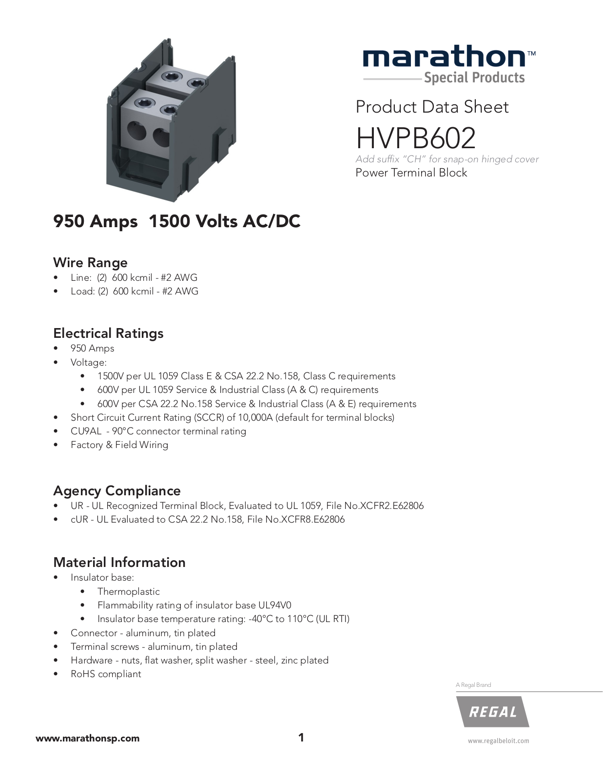 Marathon Special Products HVPB602 Data Sheet