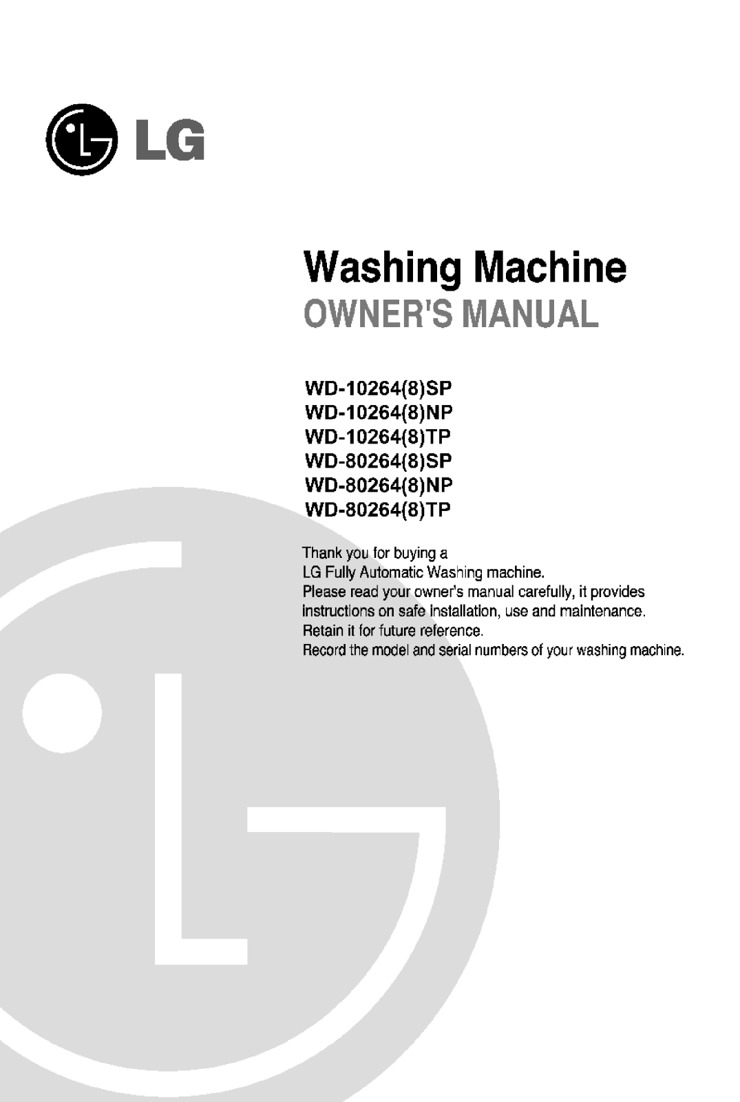 LG WD-80264NP User Manual