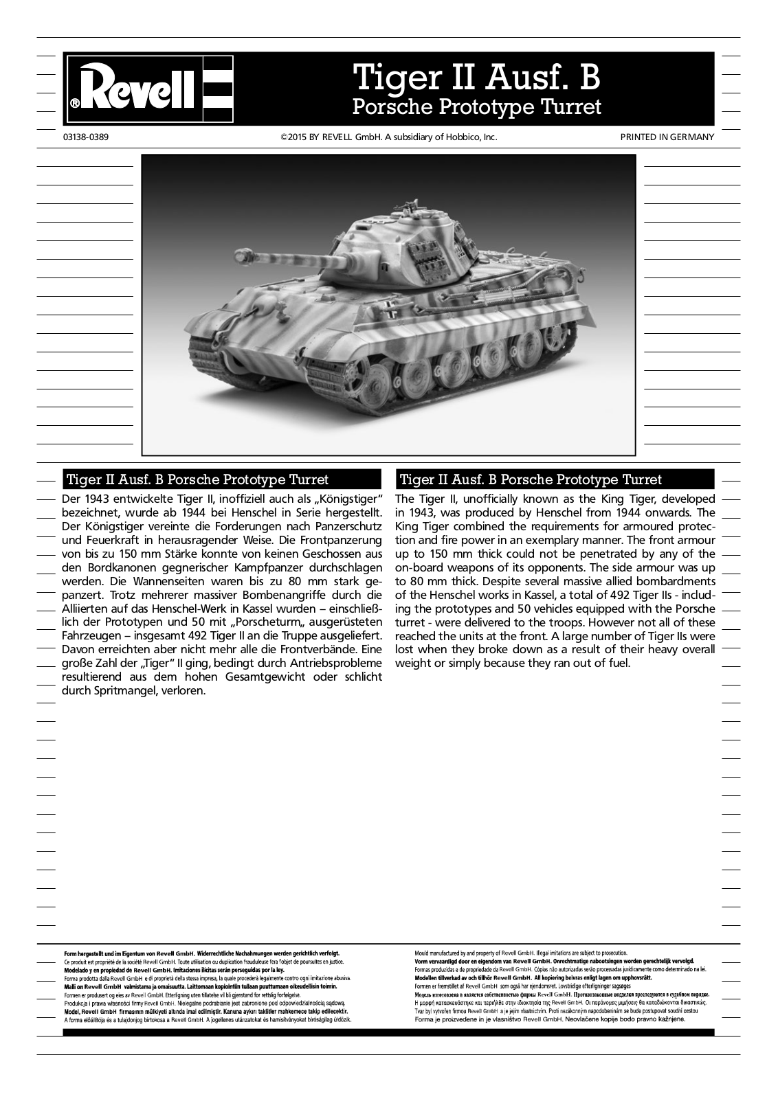 REVELL Tiger II Ausf. B Porsche Prototype Turret Assembly Manual