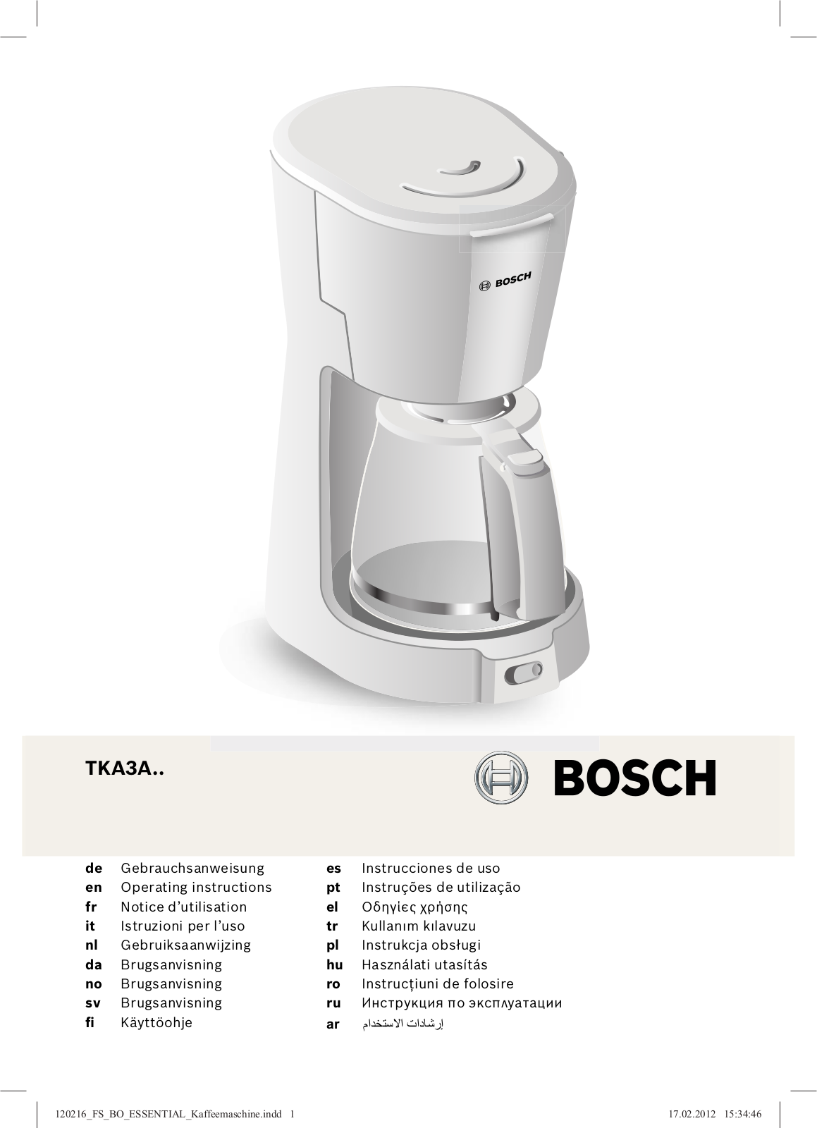 Bosch TKA3A031 User Manual