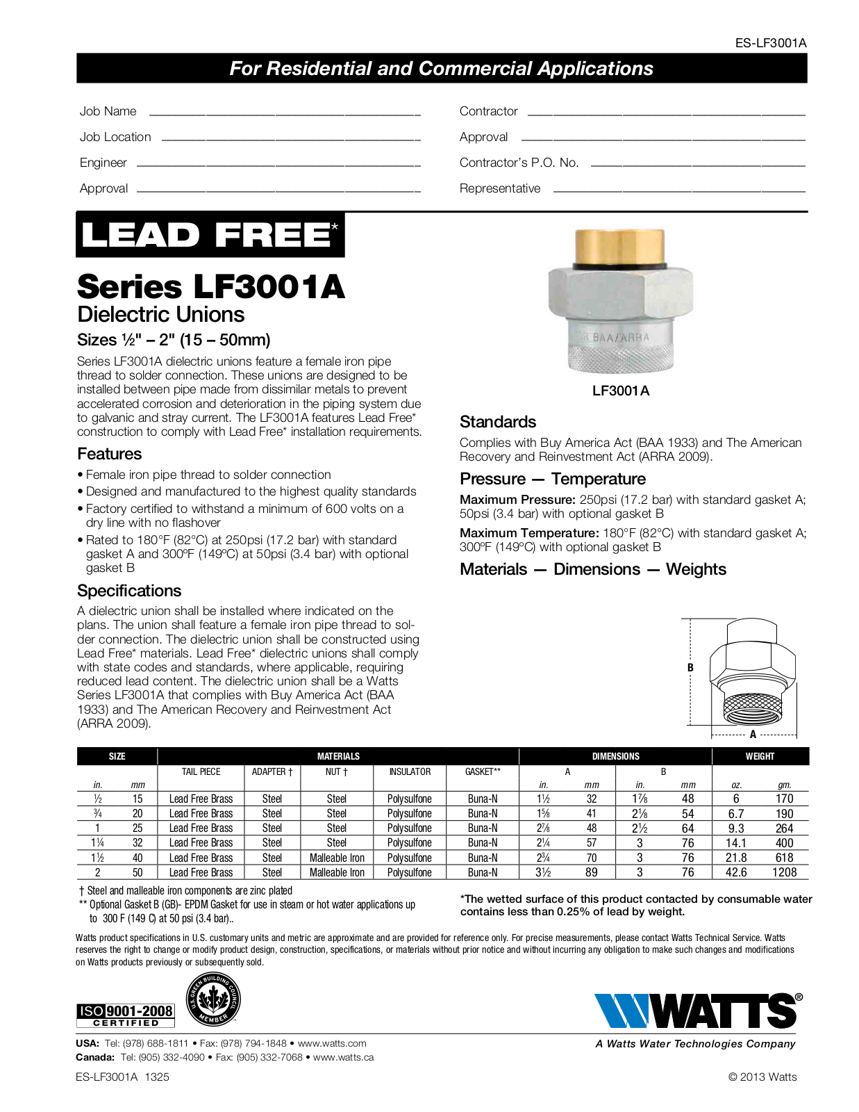 Watts LF3001A User Manual