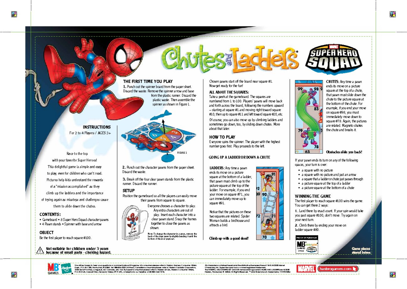 HASBRO Chutes and Ladders Super Hero Squad User Manual