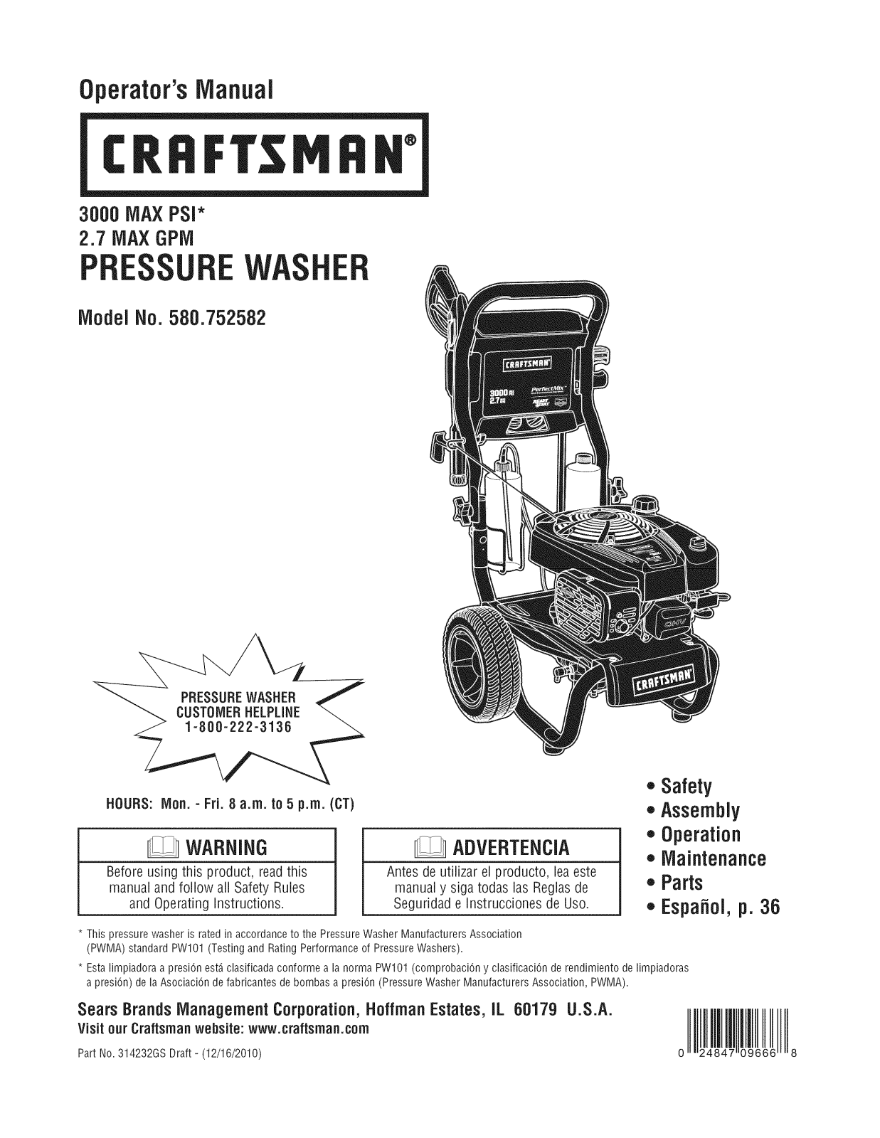 Craftsman 020436-2, 580752582 Owner’s Manual