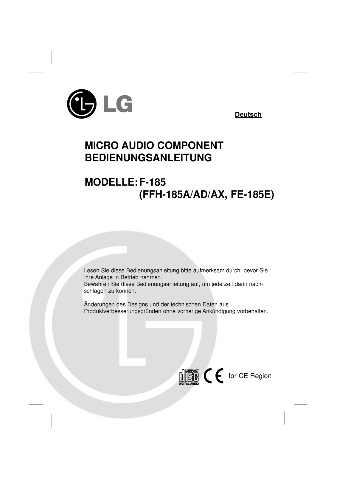 Lg FFH-185AD User Manual