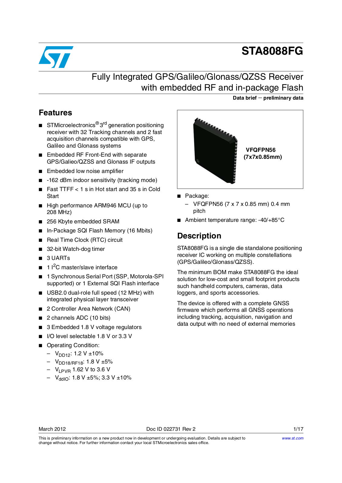 ST STA8088FG User Manual