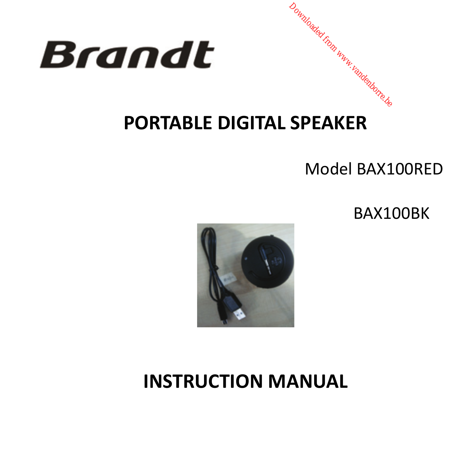 Brandt BAX100RED, BAX100BK Instruction Manual