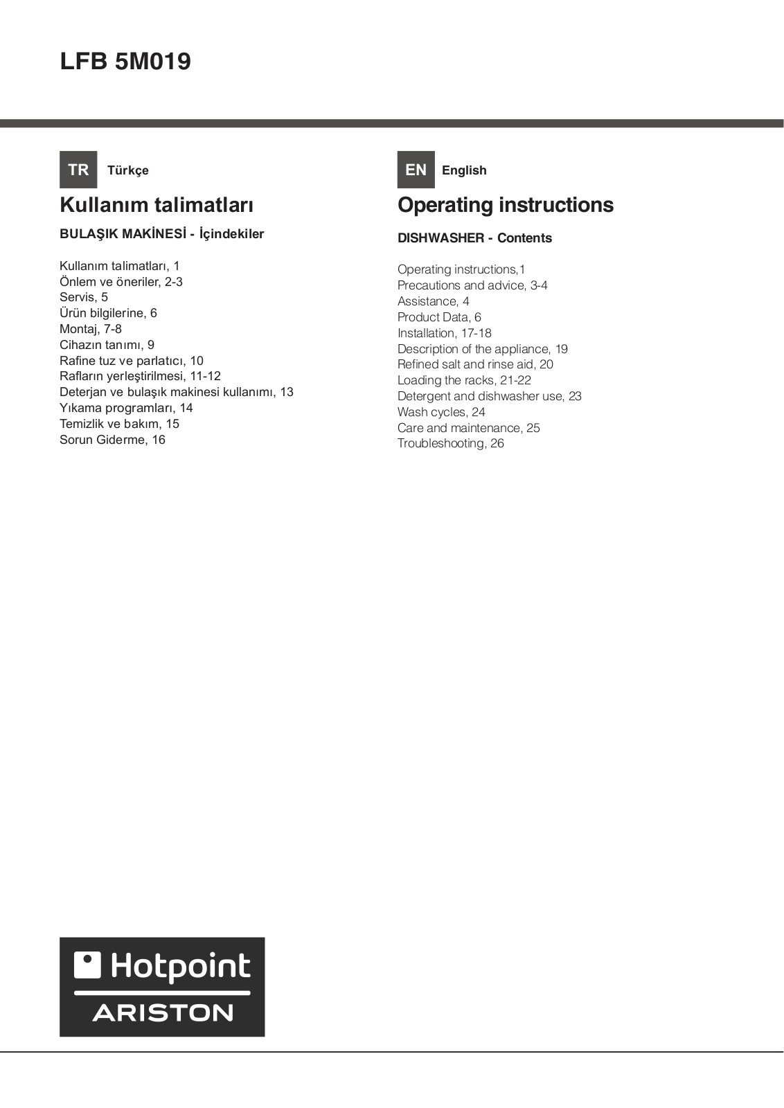 Hotpoint-Ariston LFB 5M019 X TK User Manual