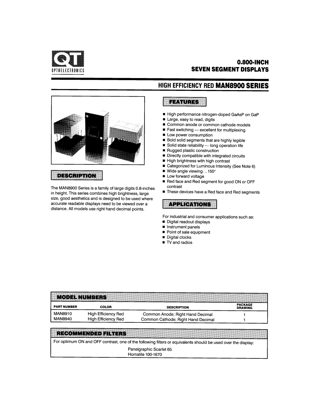 QT MAN8940, MAN8910 Datasheet