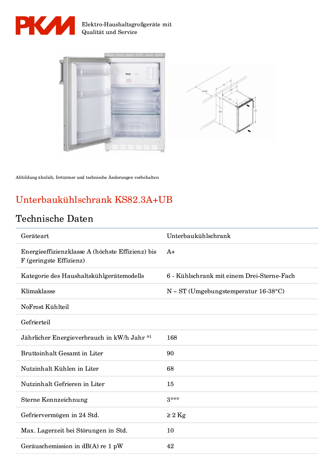 PKM KS82.3A+UB User Manual