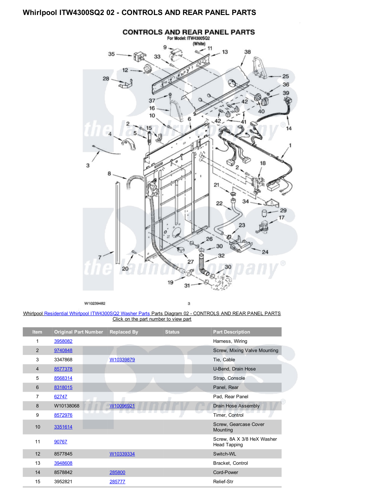 Whirlpool ITW4300SQ2 Parts Diagram