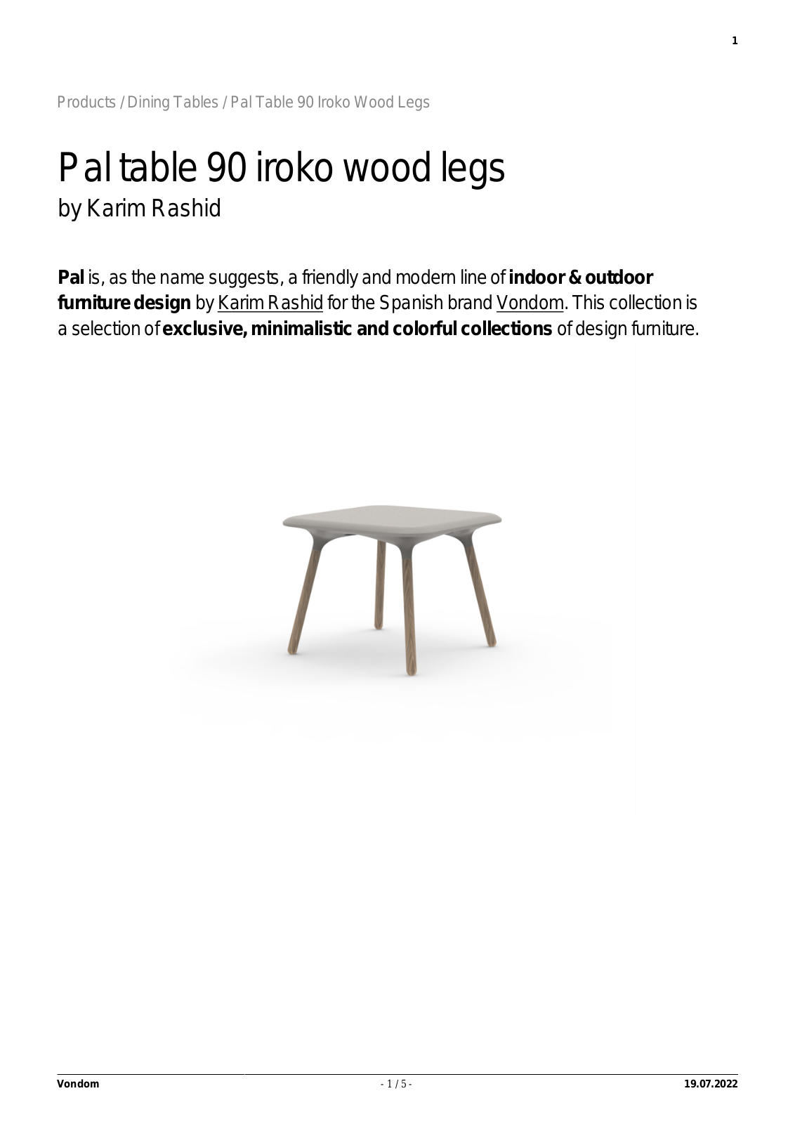 Vondom UCZW3024 Specifications - ManualMachine.com