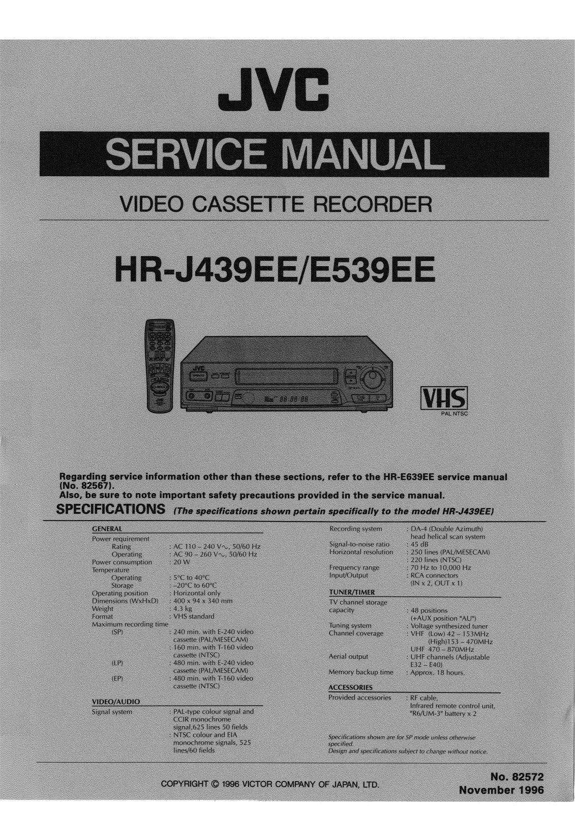 JVC HR-E539EE, HR-J439EE Service Manual