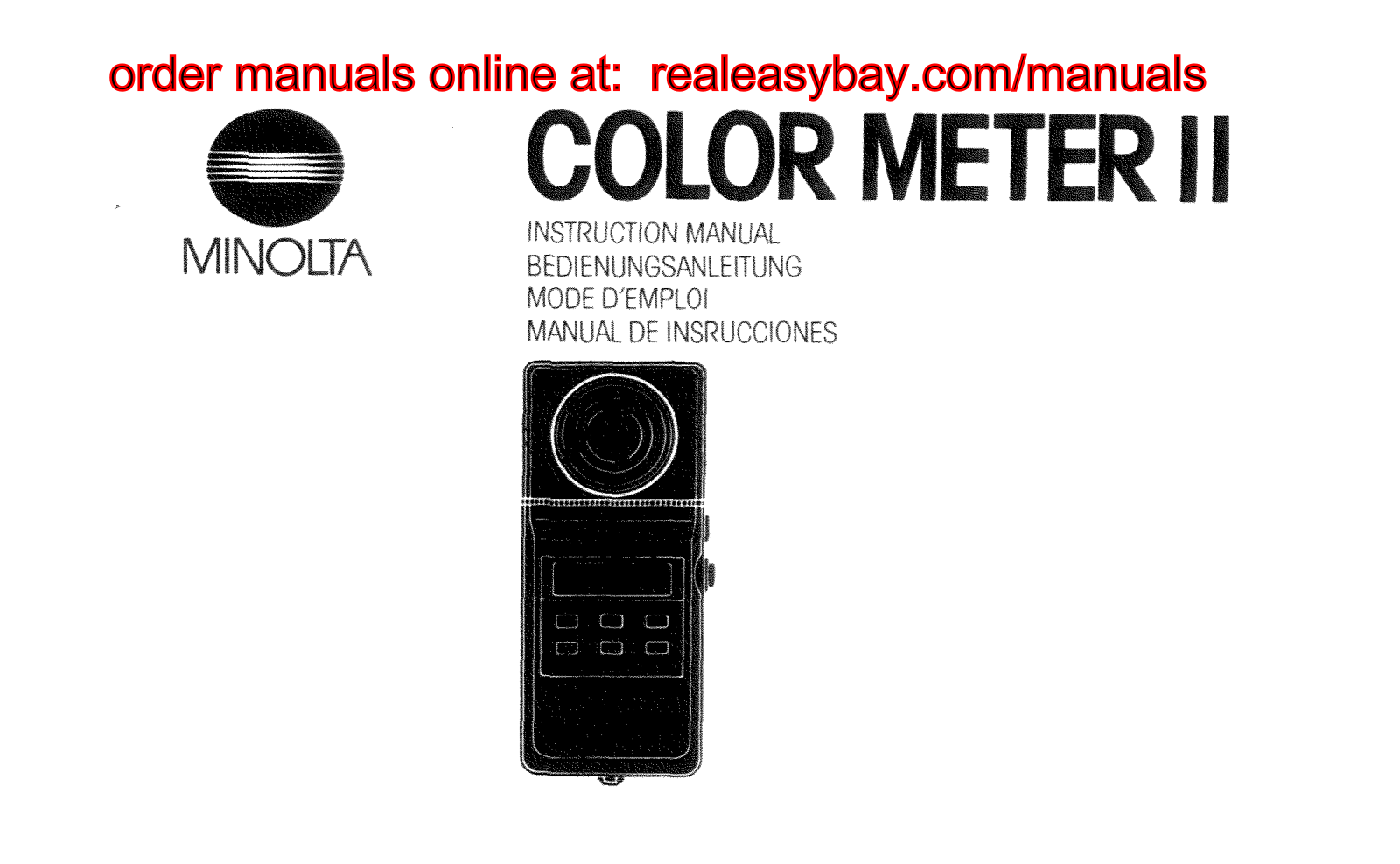 MINOLTA COLOR METER II User Manual