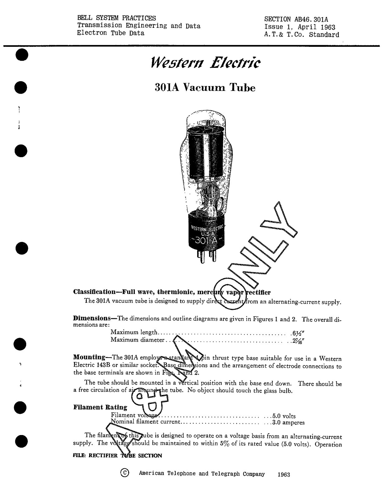 Western Electric 301-A (1963) Brochure