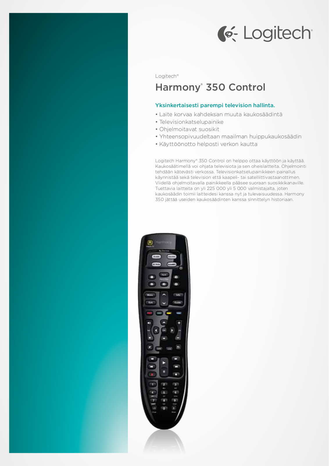 Logitech Harmony  350 Specifications Sheet