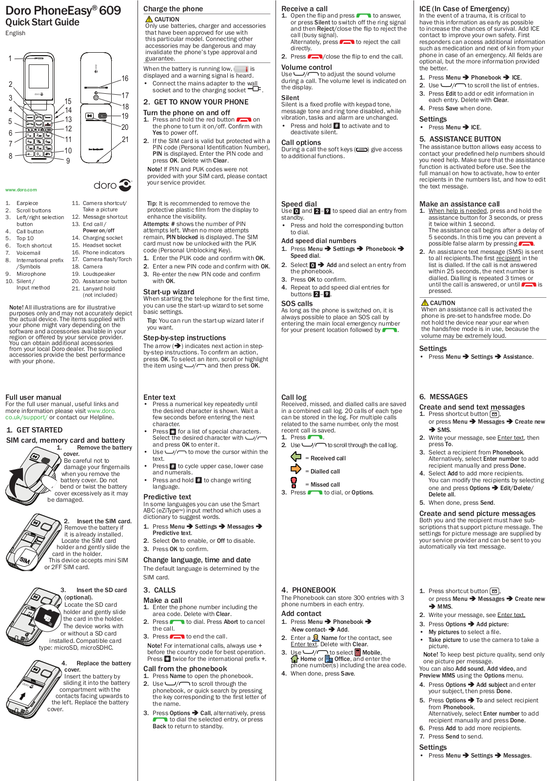 Doro 609 Quick Start Guide