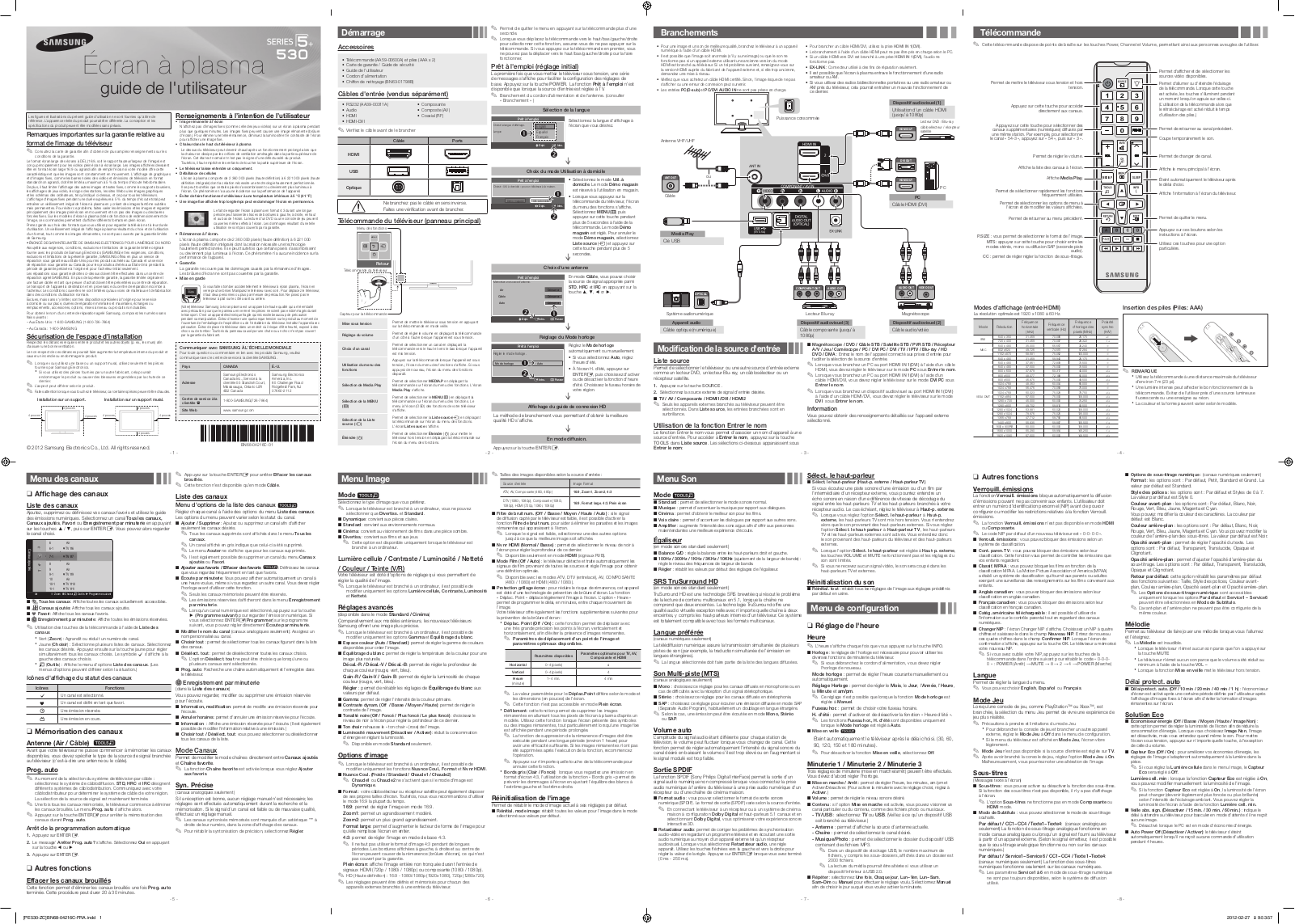 SAMSUNG PN51E530A3F, PN60E530A3F User Manual