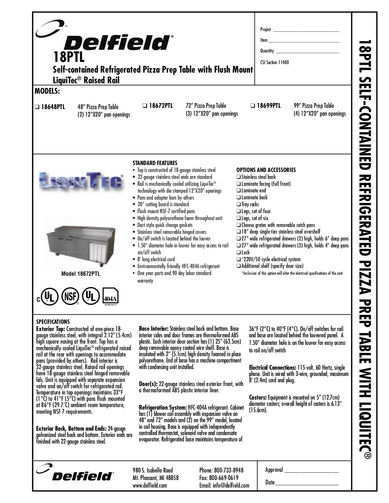 Delfield 18672PTL, 18699PTL General Manual