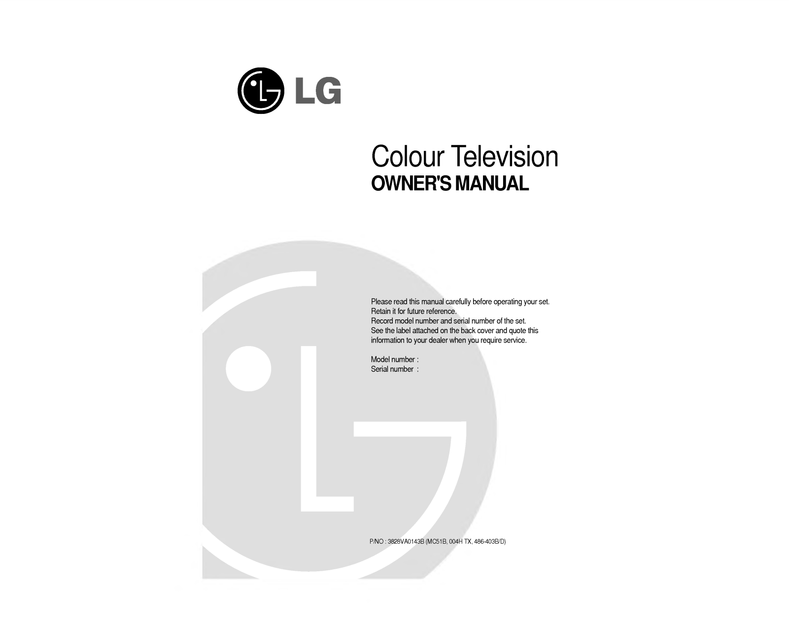 LG CF-29C76N User Manual