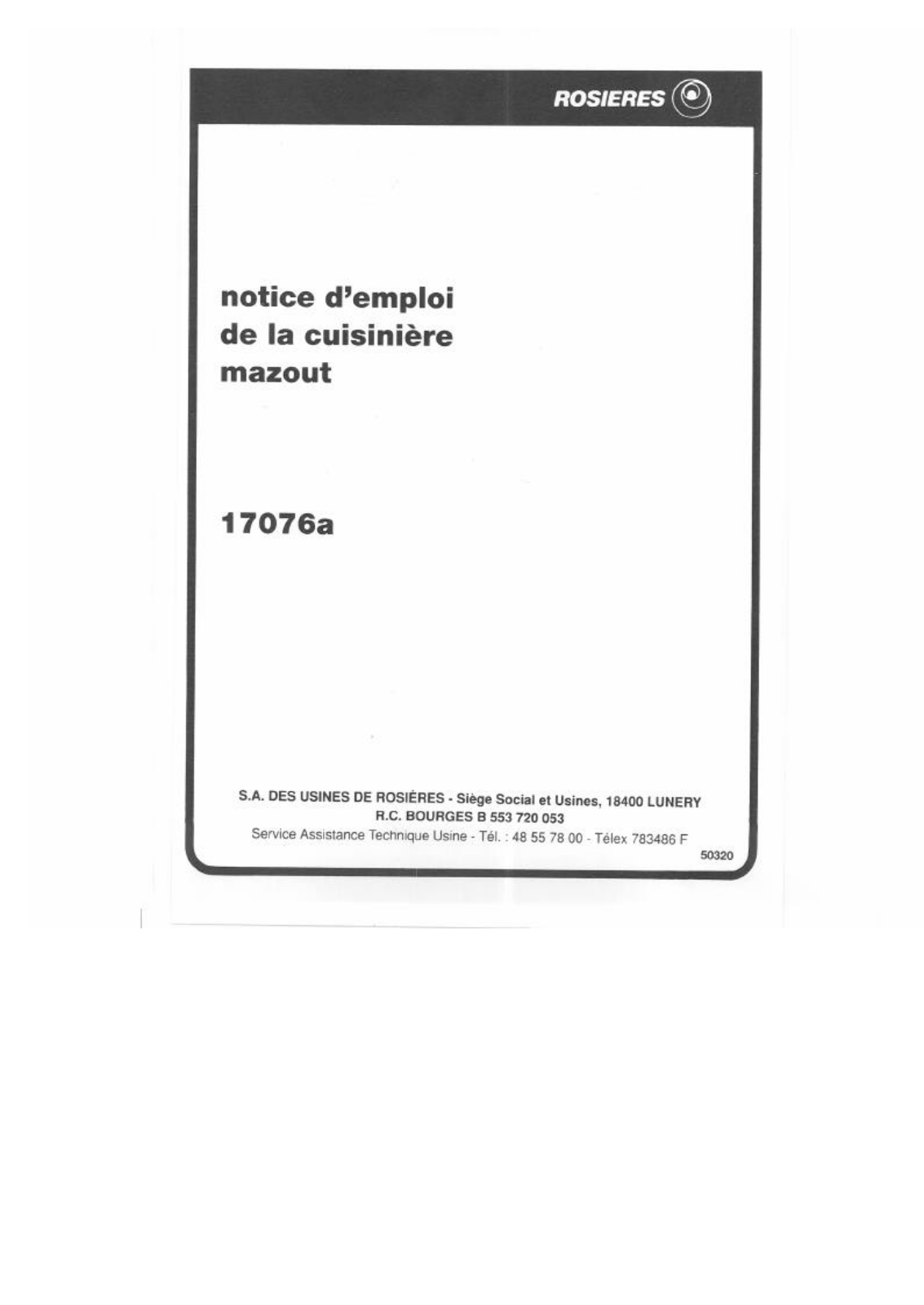 Rosieres 17076A User Manual