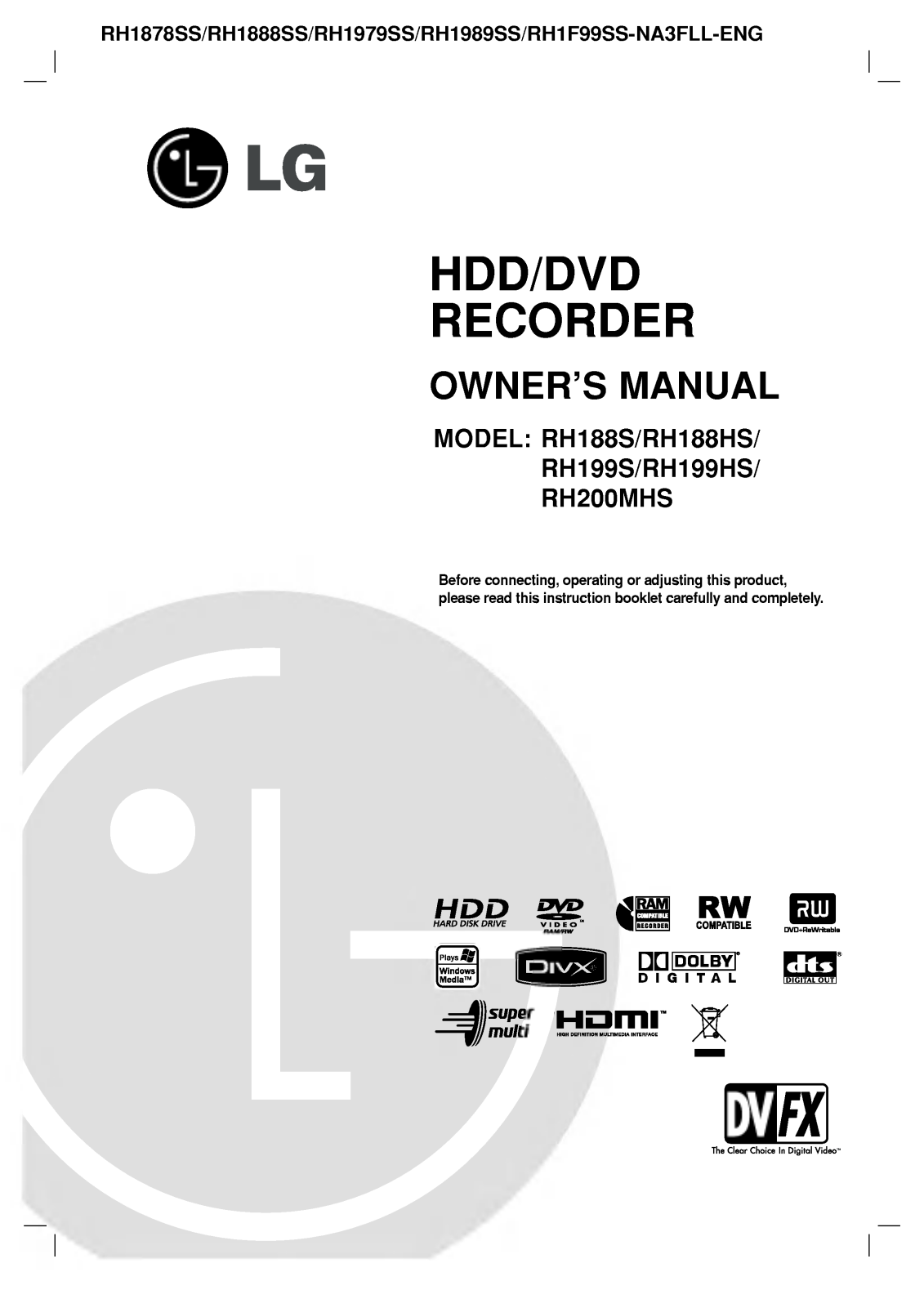 LG RH1878SS User manual