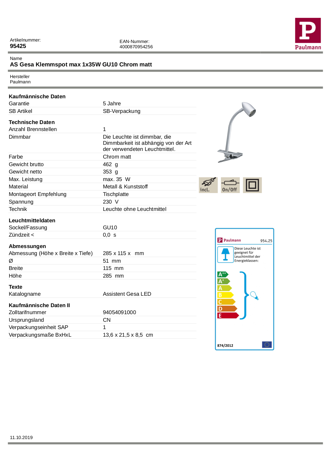 PAULMANN PLM 95425 Datasheet - ManualMachine.com