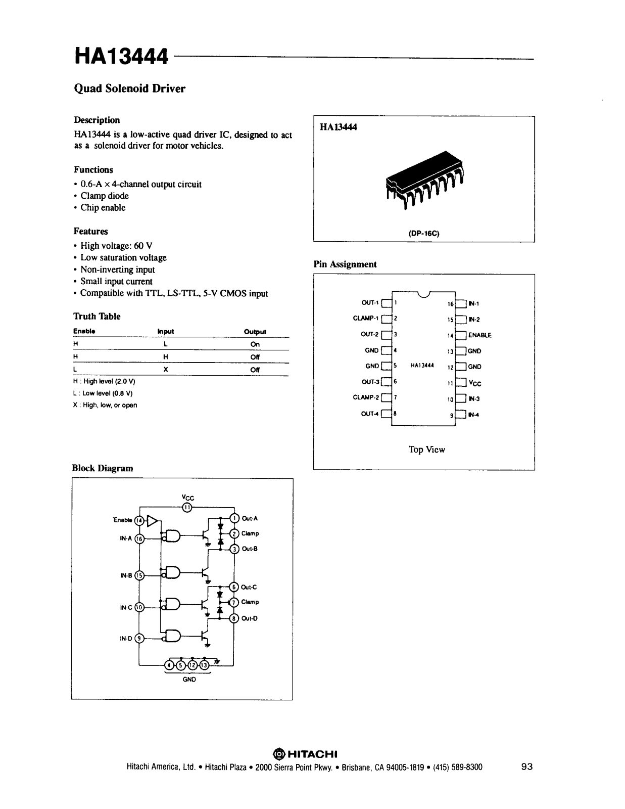 HIT HA13444 Datasheet