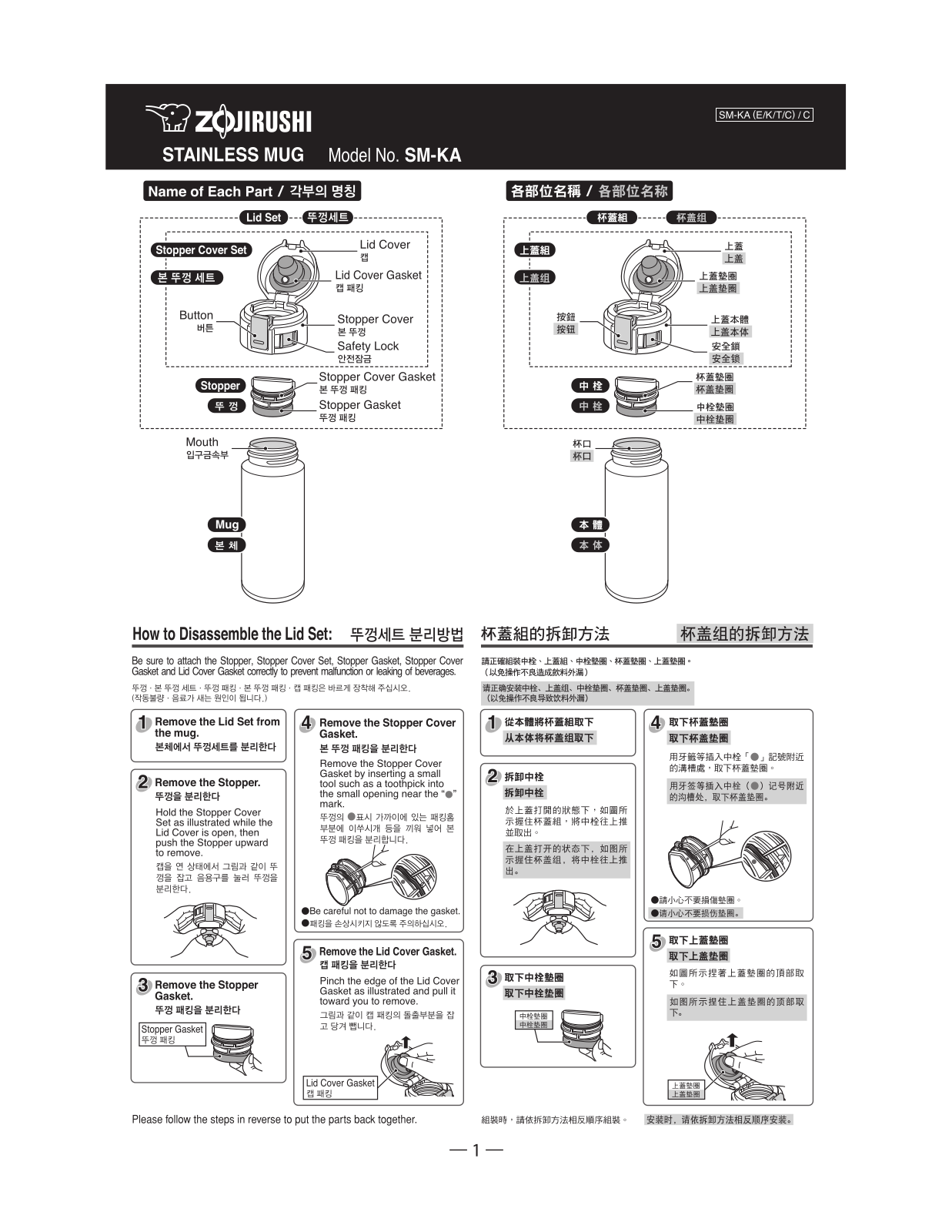 Zojirushi SM-KA36 Installation  Manual