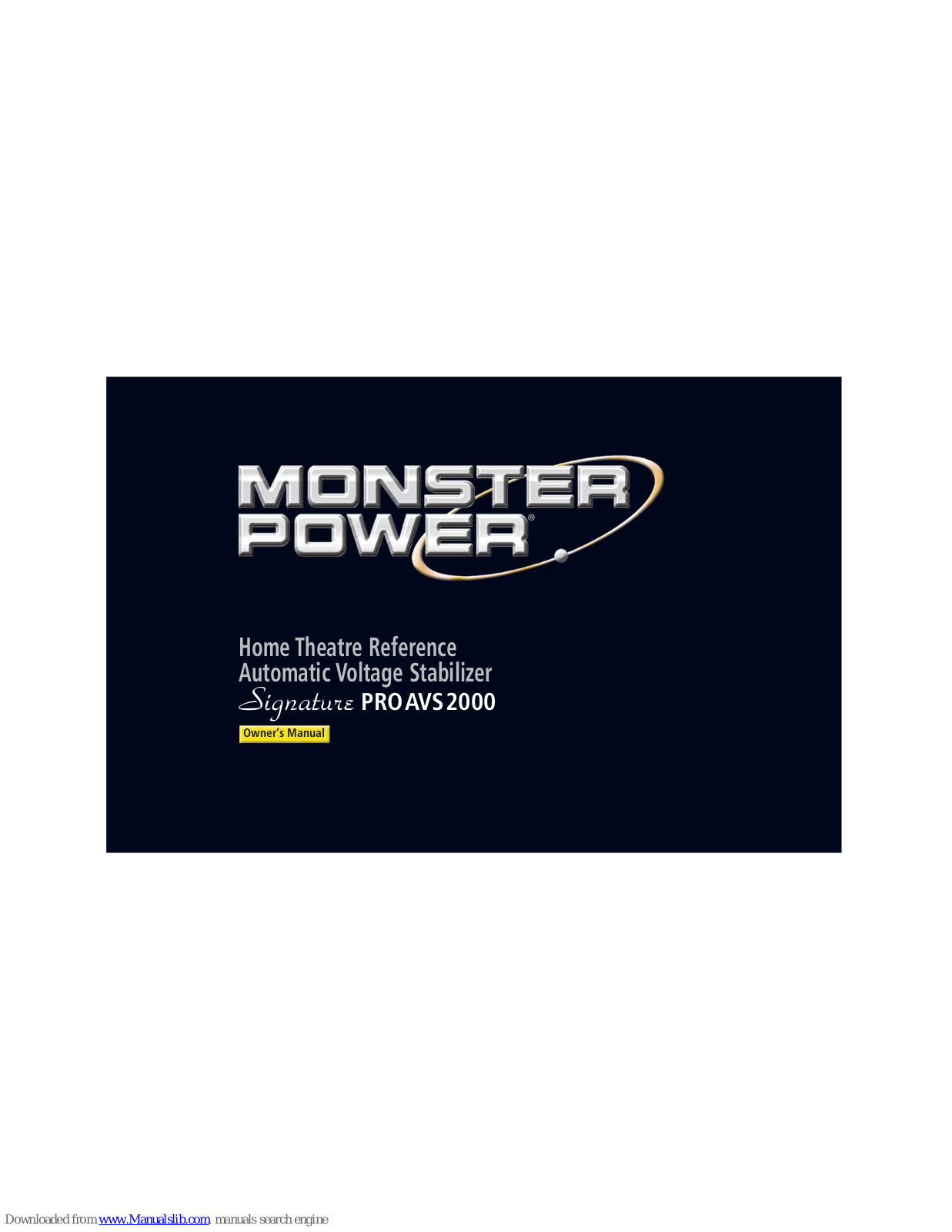 Monster Power Signature PROAVS2000 Owner's Manual