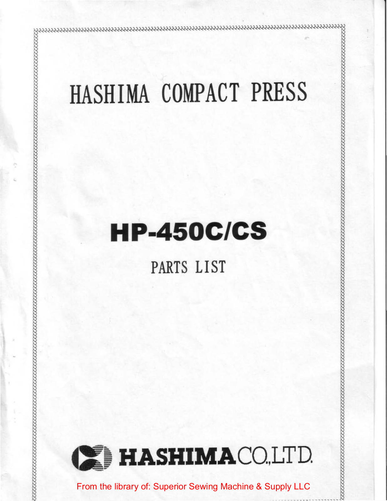 Hashima HP-450C CS Instruction Manual