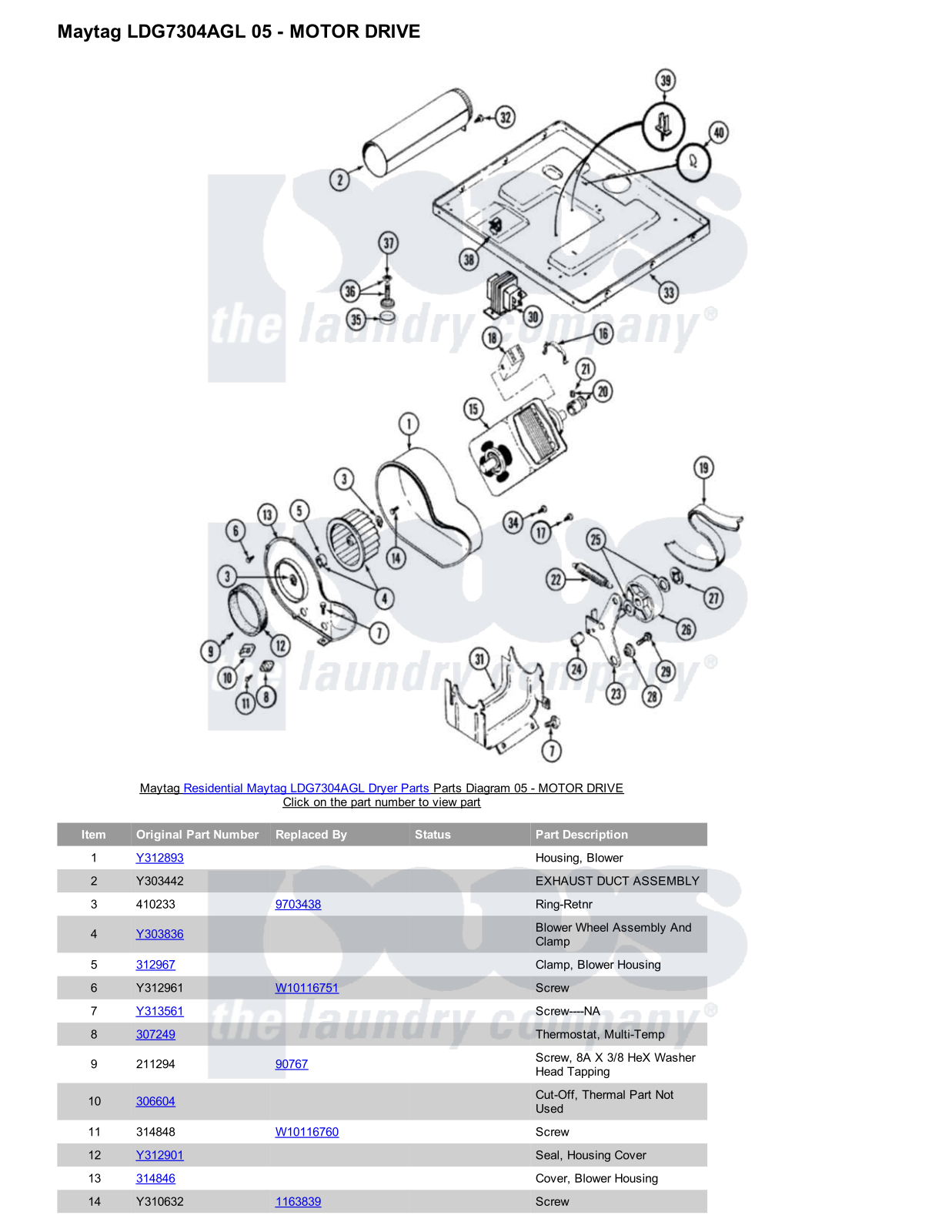 Maytag LDG7304AGL Parts Diagram