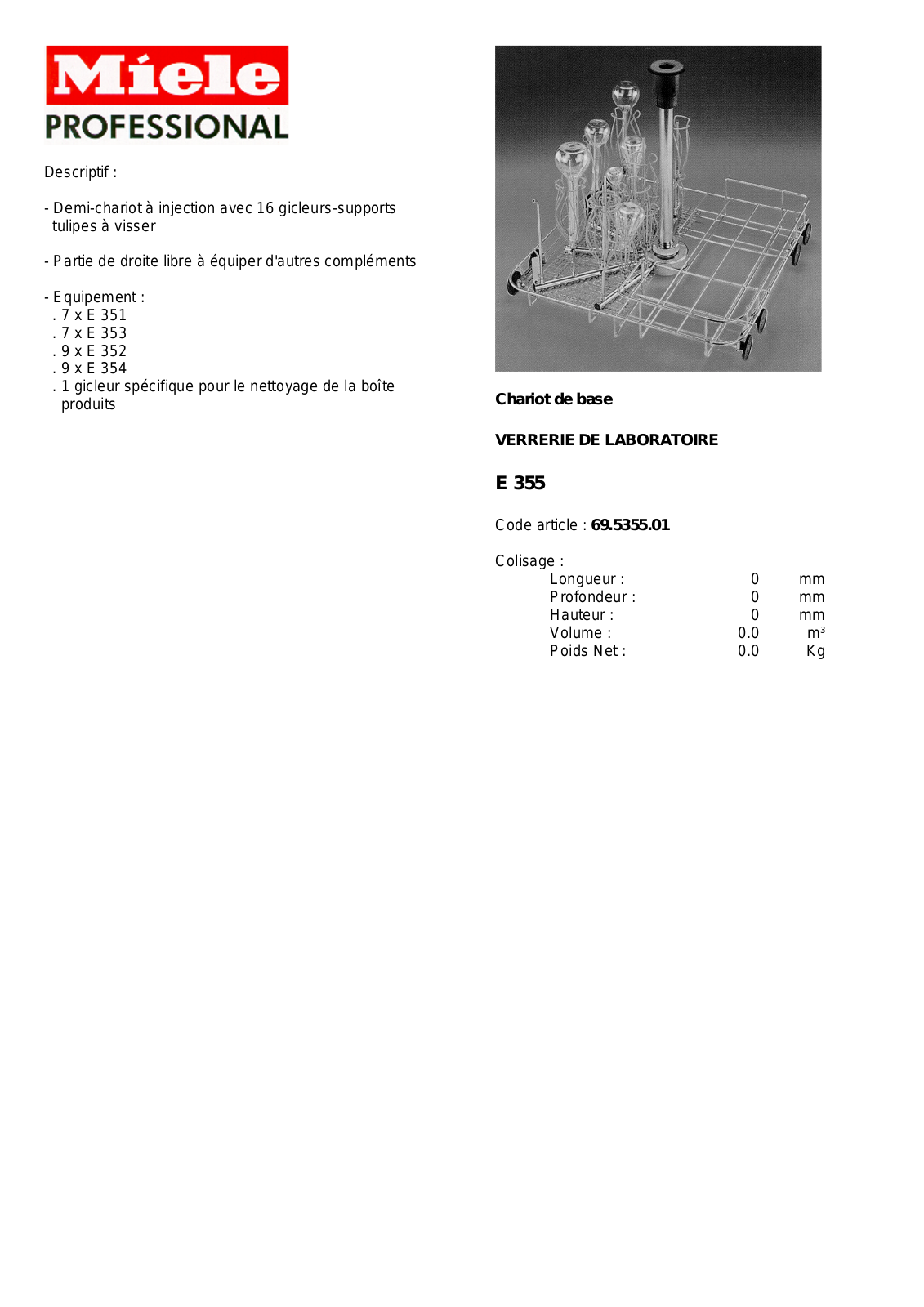 MIELE E 355 DESCRIPTIF User Manual