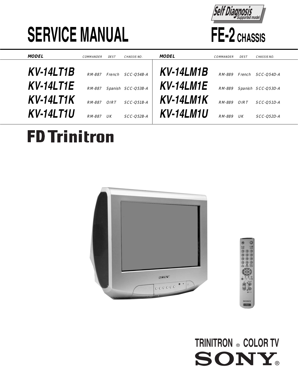 Sony KV-14LT1, KV-14LM1 Service manual