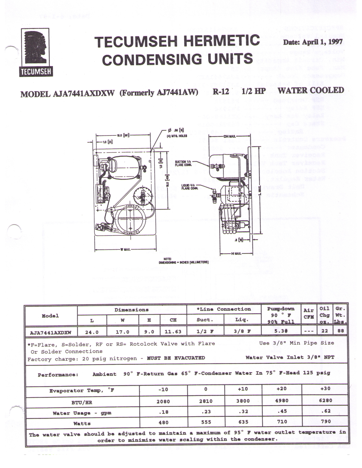 Tecumseh AJA7441AXDXW Performance Data Sheet