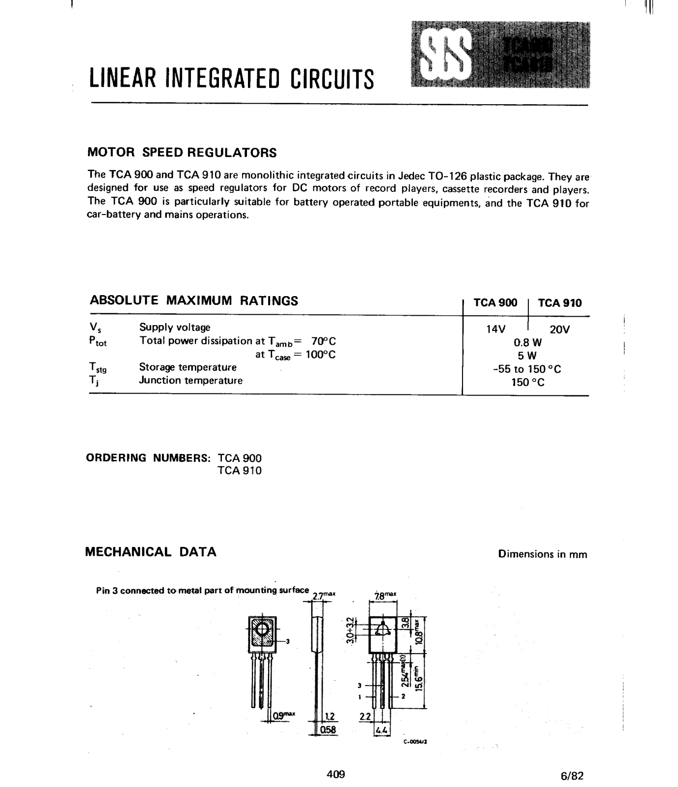 Datasheet TCA910A Specification - ManualMachine.com